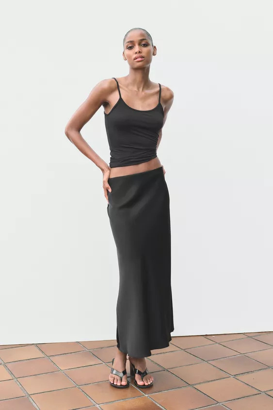 SATIN MIDI SKIRT | Zara FR