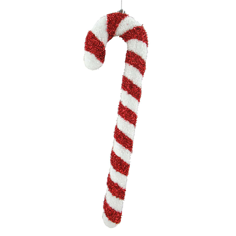 Tinsel Candy Cane Ornament, 20.6" | At Home