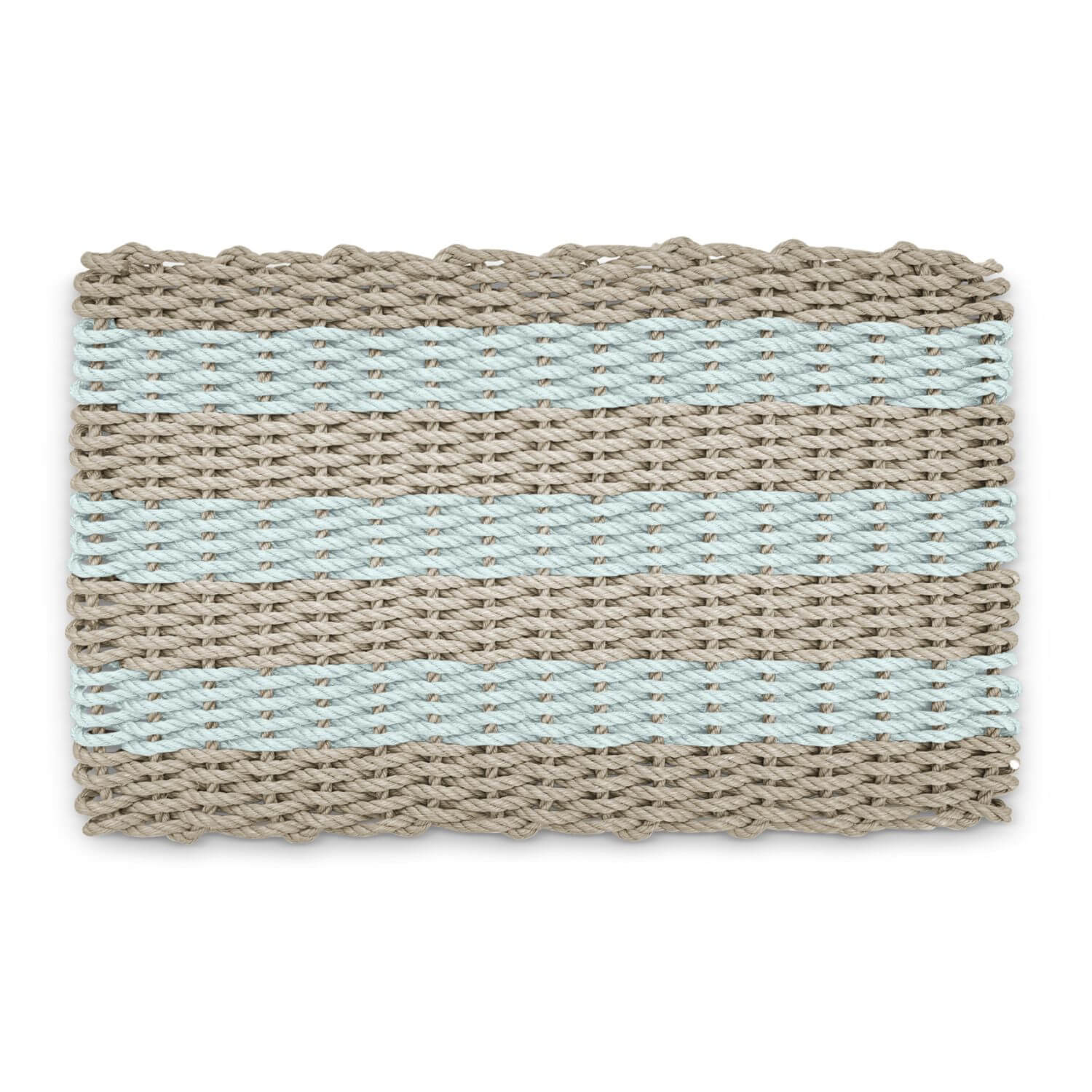 Waterproof Lobster Rope Outdoor Doormat, Sand & Seafoam Cabana Stripes | The New England Trading Company