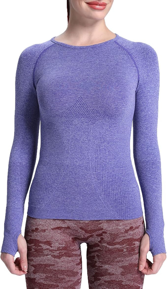 Aoxjox Workout Long Sleeve Shirts for Women Fall Athletic Gym Yoga Running Seamless Tee T-Shirt T... | Amazon (US)
