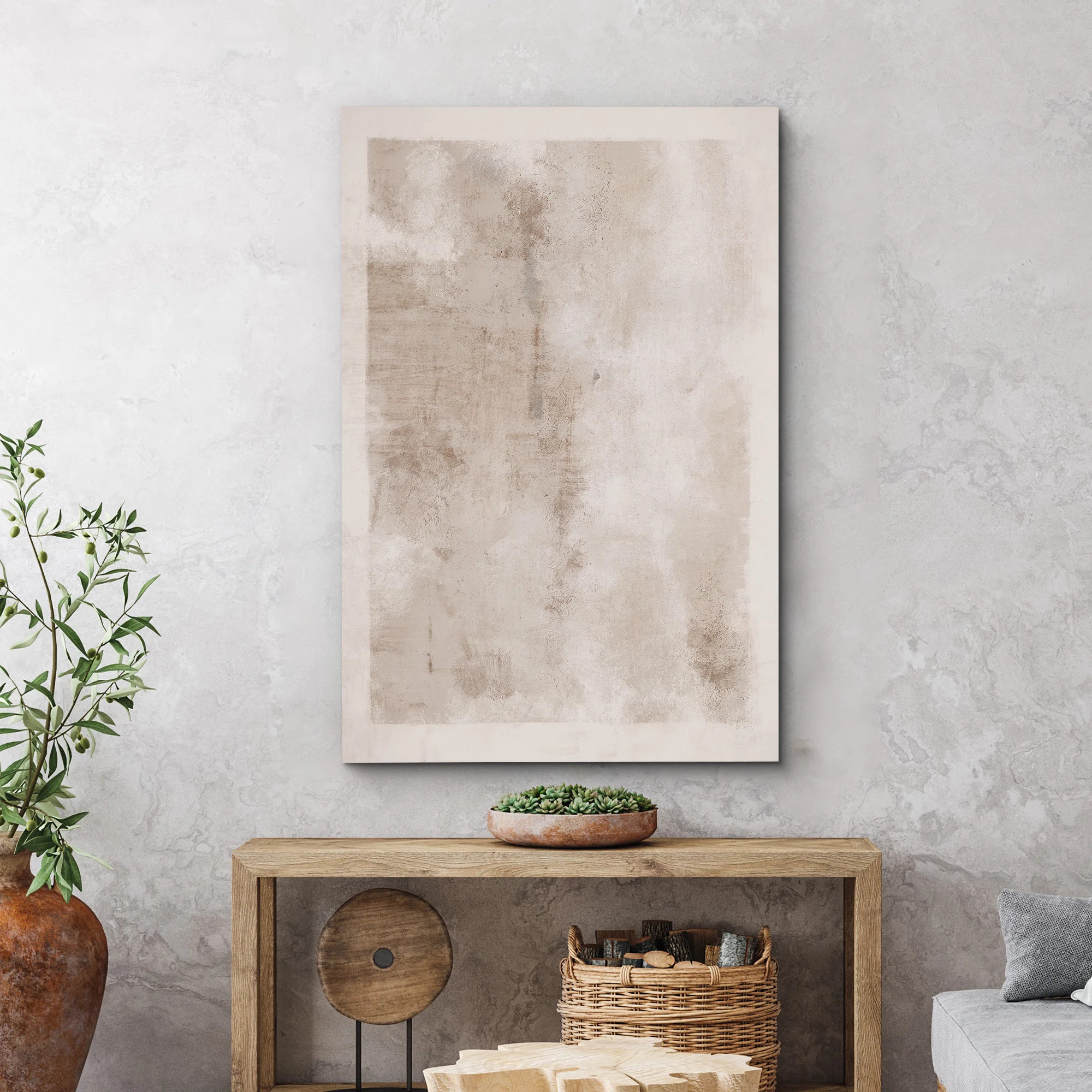 IDEA4WALL Minimal Landscape Abstract Faded Brown Tan Neutral Modern Picture Large Framed Canvas P... | Wayfair North America