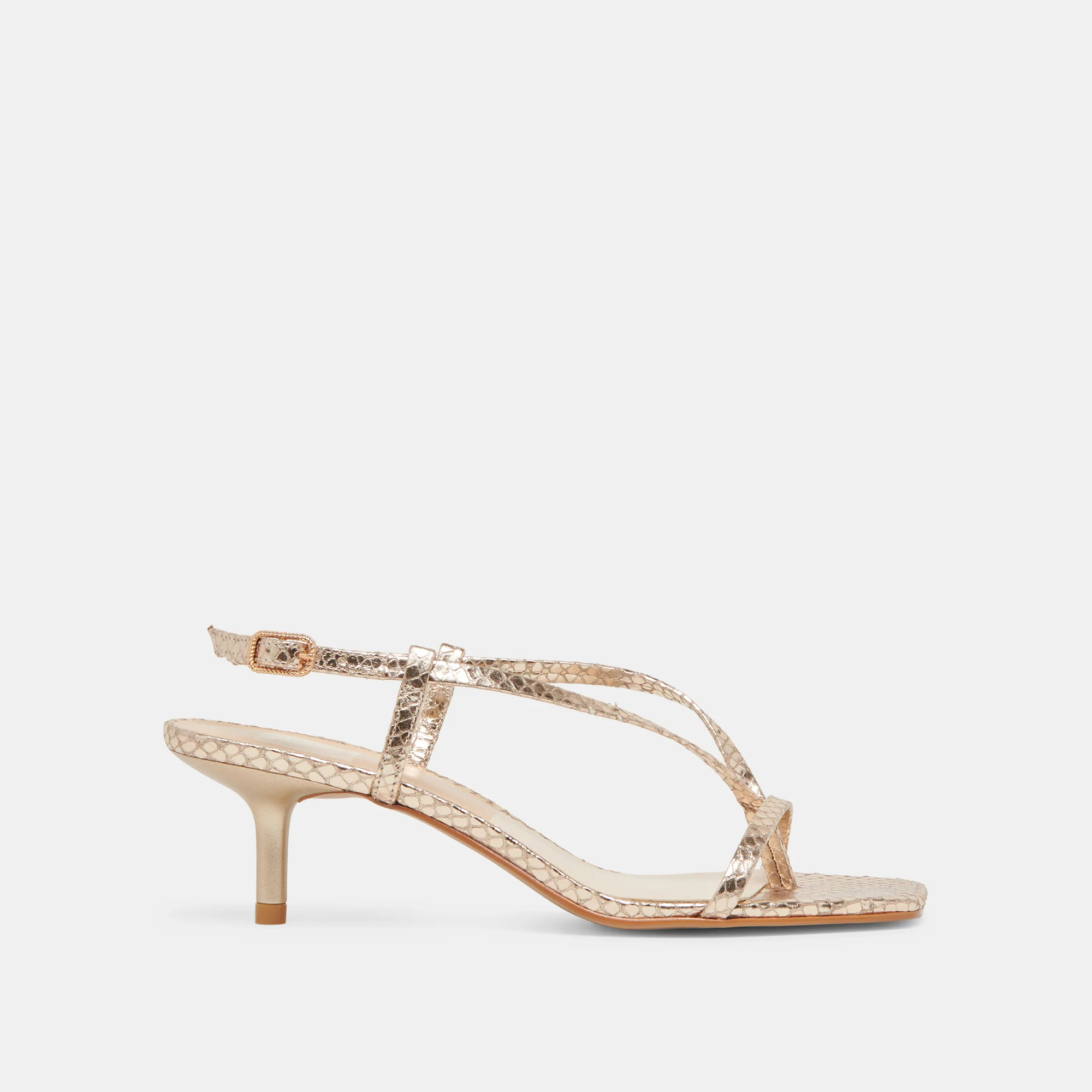 Laury Heels in Champagne Embossed Leather Size 6 By Dolce Vita | DolceVita.com
