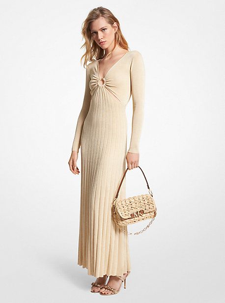 Metallic Stretch Knit Ring Maxi Dress | Michael Kors US