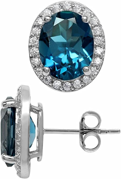 Amazon.com: Silvershake 5.32ct. 10X8mm Genuine Oval Shape London Blue Topaz 925 Sterling Silver H... | Amazon (US)