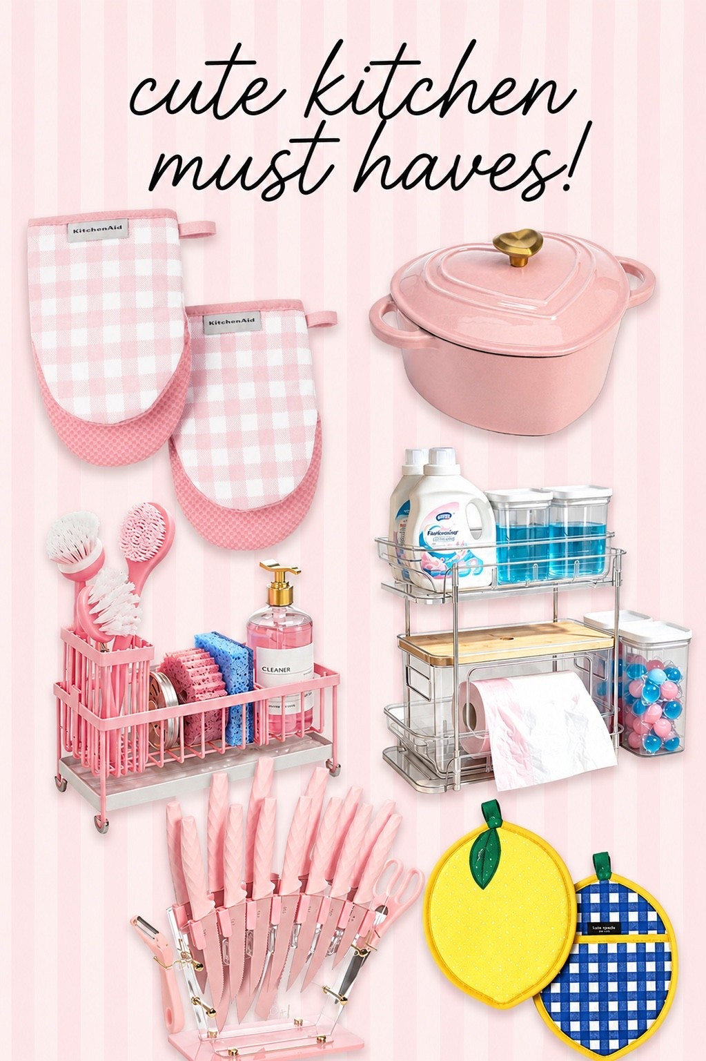 We love pretty kitchen necessities! Look how cute these lemon and pink plaid oven mits are! Make cooking fun :))
