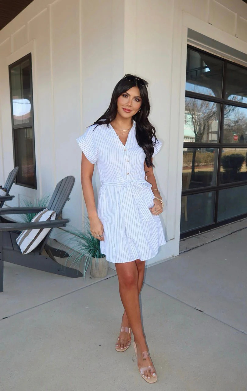 Black and White Pinstripe Mini Dress | Magnolia Boutique