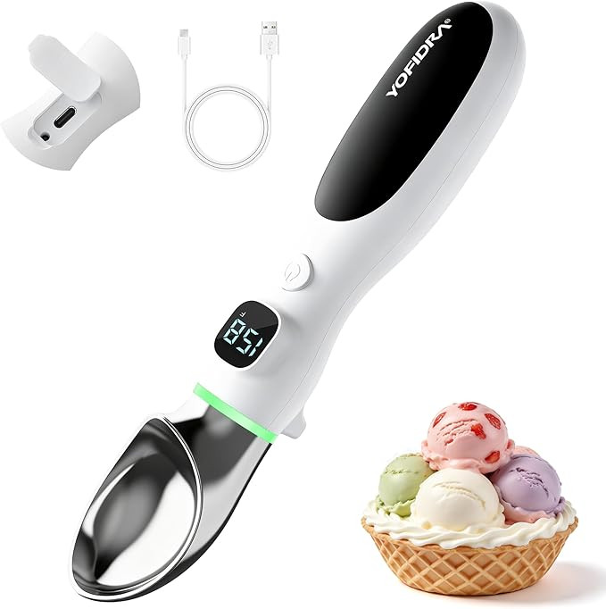 Yofidra Heated Ice Cream Scoop 4000 mAh, Ergonomic Design with Physical On/Off Switch, LED Batter... | Amazon (US)