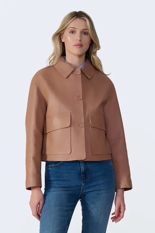 FURNIQ UK Ella Leather Jacket in Mocha Brown at Nordstrom, Size Small | Nordstrom