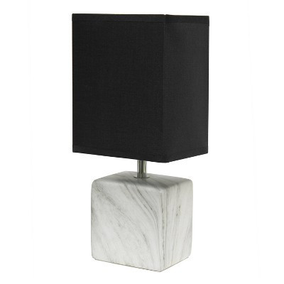 Petite Marbled Ceramic Table Lamp with Fabric Shade Black - Simple Designs: Modern Desk Light, ETL Listed, No Assembly Required | Target
