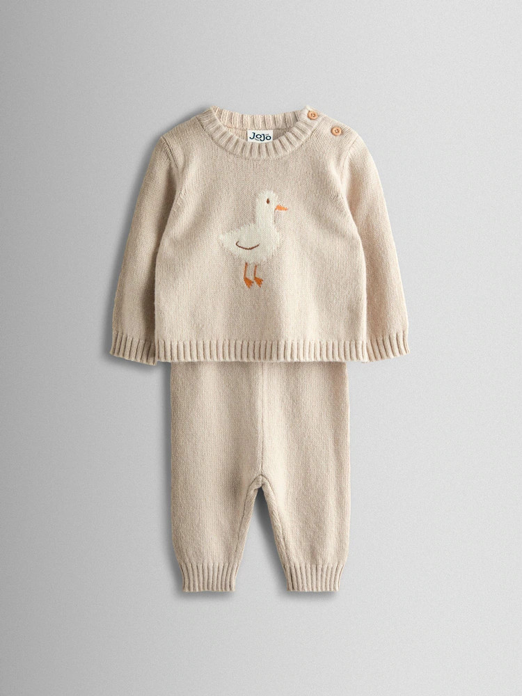 JoJo Maman Bébé Grey Duck Knit Top & Bottom Set | Next AU