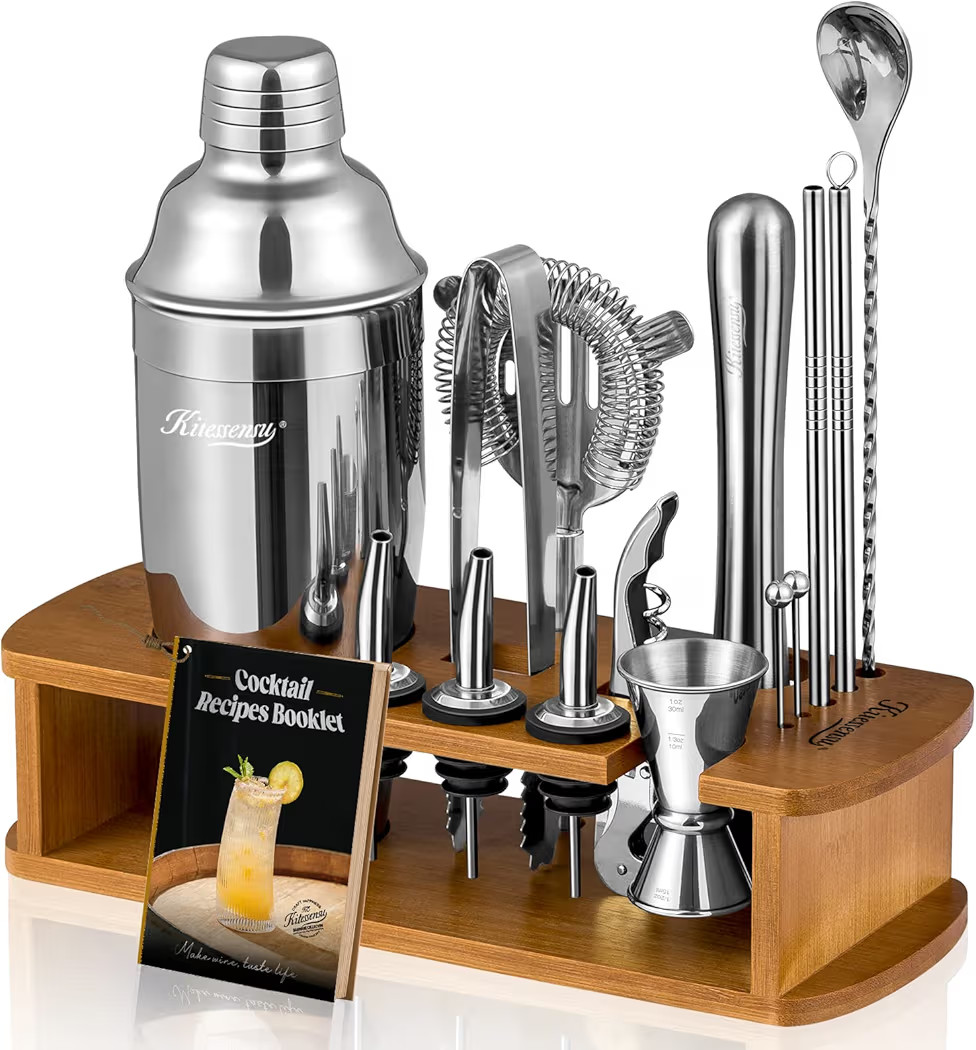 KITESSENSU Cocktail Shaker Set Bartender Kit with Stand | Bar Set Drink Mixer Set with All Essent... | Amazon (US)
