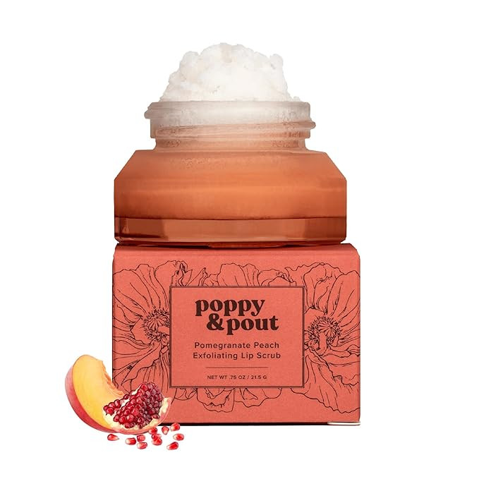 Poppy & Pout Natural Lip Scrub, Moisturizing Sugar Scrub for Dry Lips, Lip Scrubber Exfoliator wi... | Amazon (US)