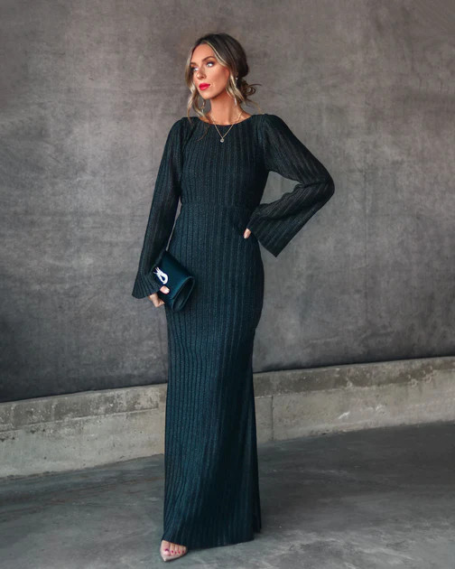 Michelle Shimmer Cutout Back Maxi Dress - Black | VICI