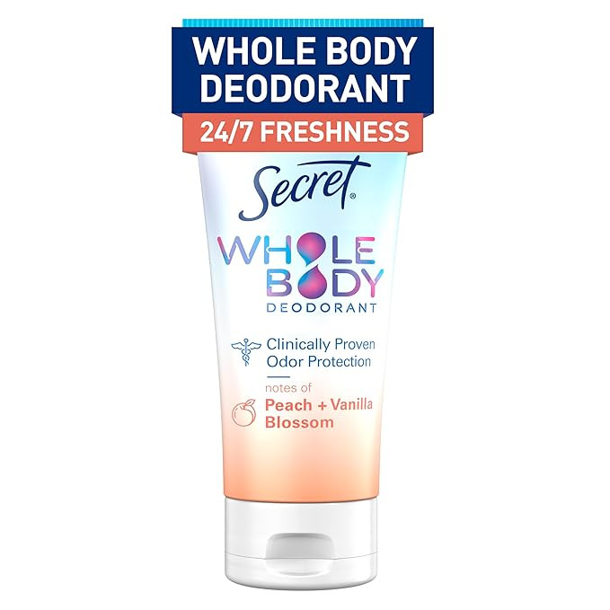 Secret Whole Body Deodorant Cream for Women, Peach & Vanilla Blossom Scent, Aluminum Free Deodora... | Amazon (US)