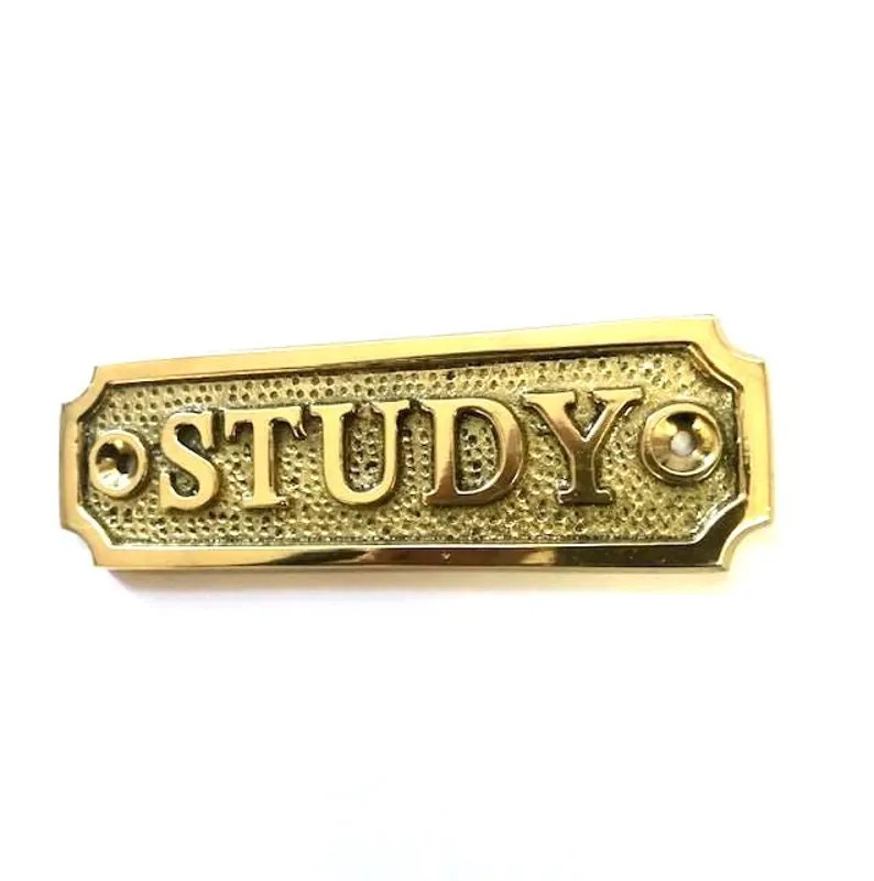 Study Solid Brass Door Sign in a Choice of Three Finishes Polished Brass, Silver Nickel or Antiqu... | Etsy (Global)