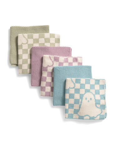 Set Of 6 Checkered Ghost Dish Cloths | Halloween | Marshalls | Marshalls