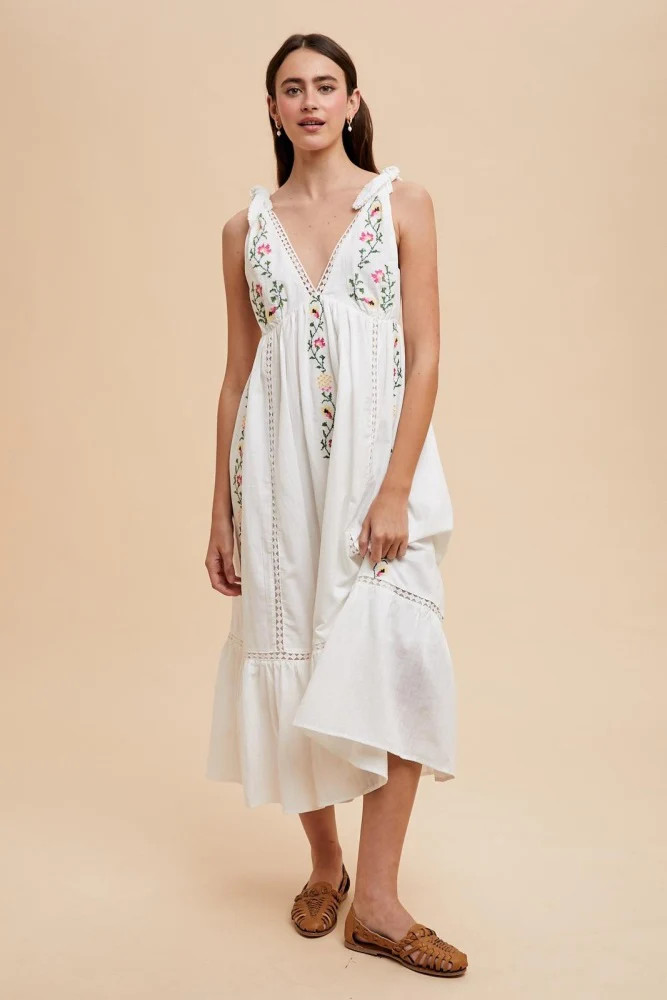 Ivory Embroidered Cotton Summer Maxi Dress | PinkBlush Maternity