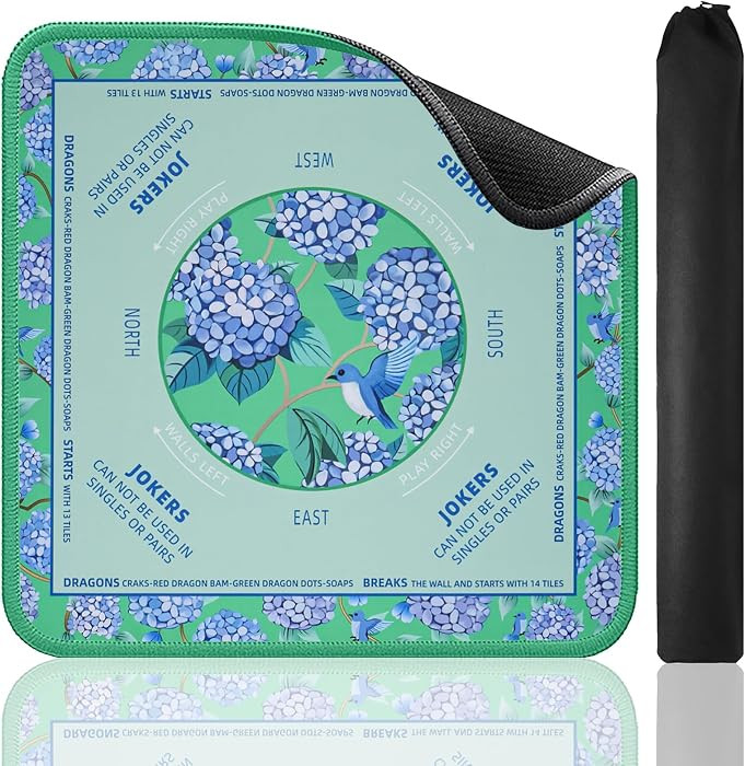 Dark Green Mahjong Learning Mat (33\u201d x 33\u201d) with Black Carrying Bag, Anti-Slip, Mahjong... | Amazon (US)