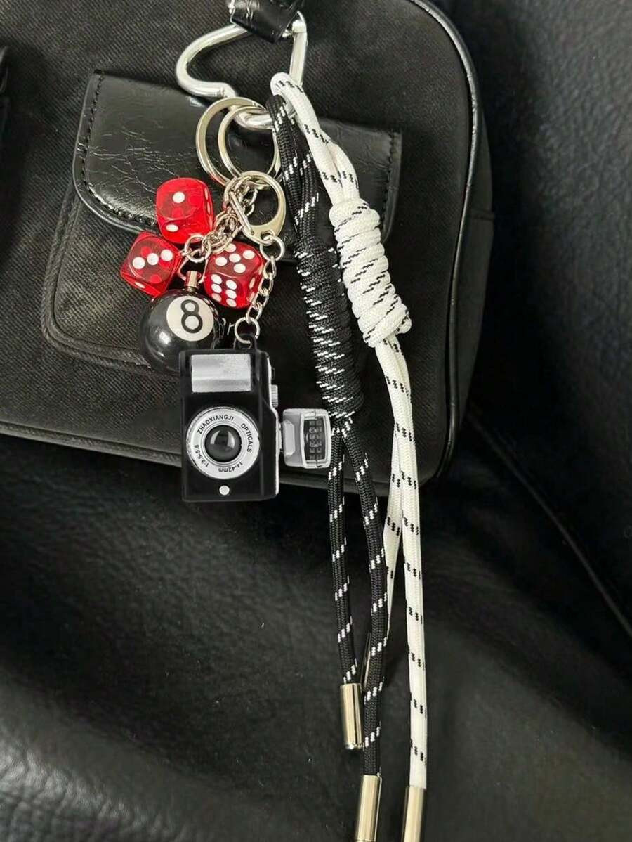 Vintage Billiards Keychain Black 8 Ball Pool Creative Pendant Decoration Casual,Retro Style Black... | SHEIN