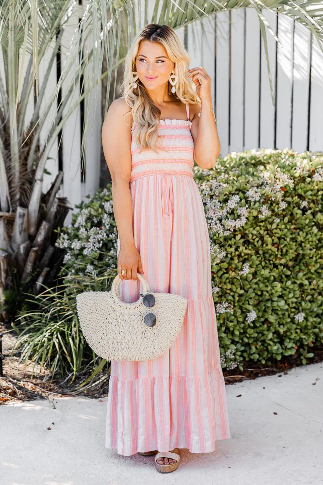 Chasing You Pink Stripe Smocked Maxi Dress FINAL SALE | Pink Lily