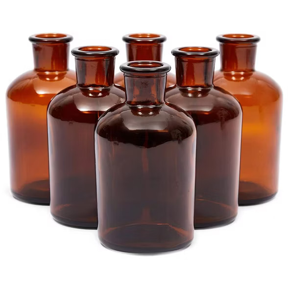 Farmlyn Creek 6 Pack Glass Bottles, Vintage Style Pharmacy Bottles, Home Décor, 2.5 x 4.8 in | Target