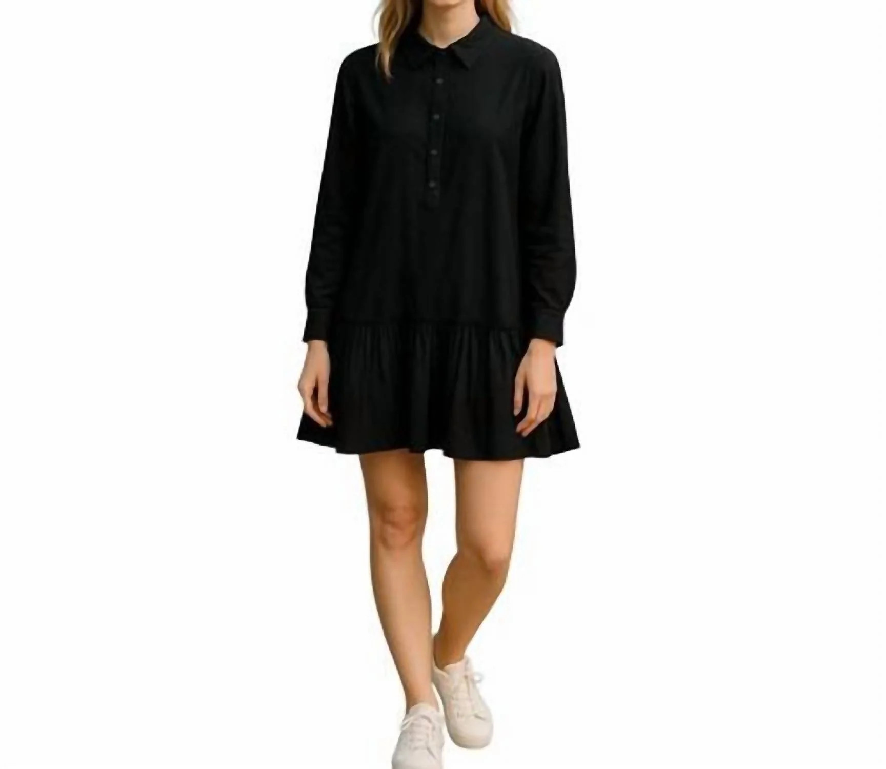 Amelia Popover Shirtdress In Drapey Viscose Twill In Black | Shop Simon