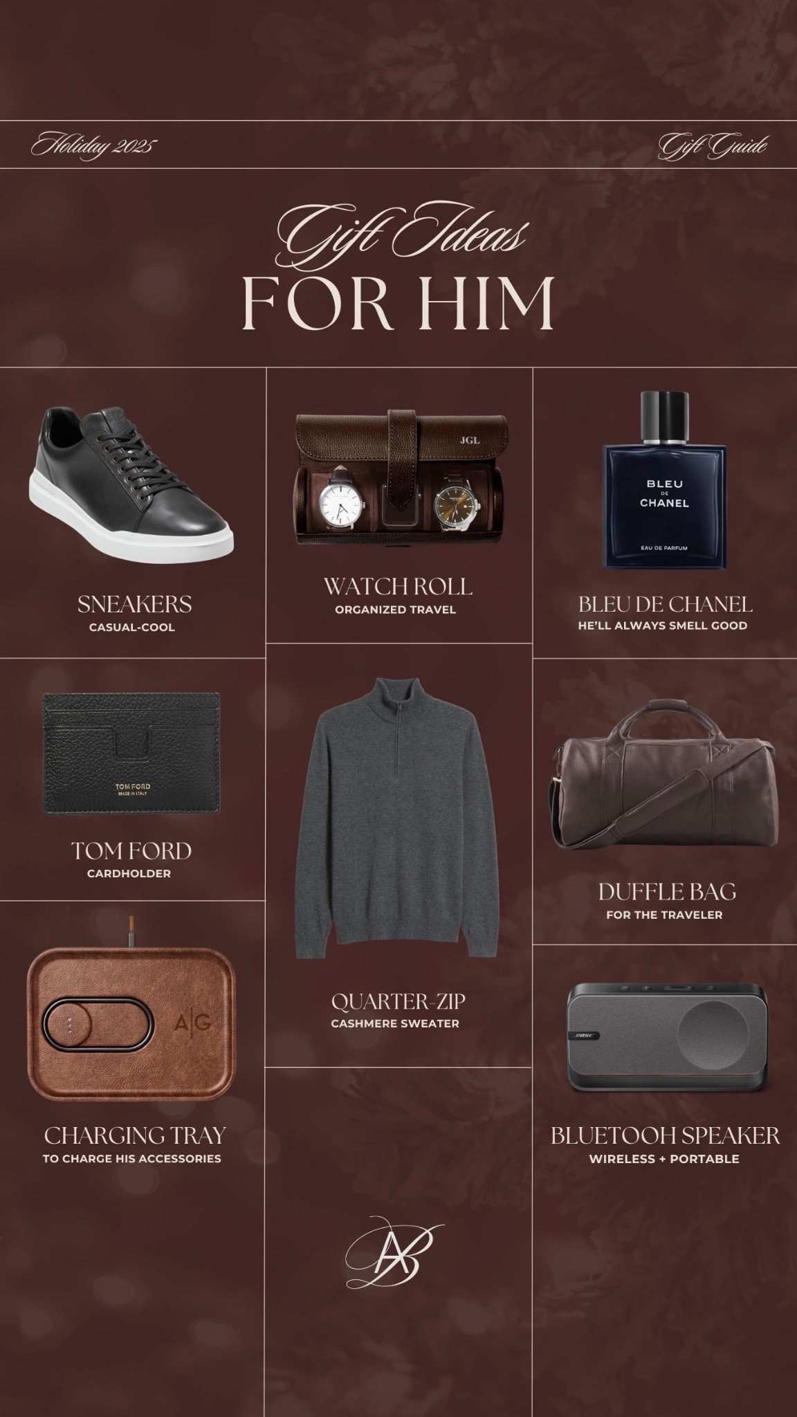 From cozy cashmere to sleek travel essentials, here are some elevated gifts he’ll actually use! 

gift guide, gifts for him, men’s essentials, luxe finds, modern style, minimal gifting, classic pieces, holiday edit, watch roll, men’s cologne, Tom Ford, 2025 gift ideas for him, quarter-zip, bleu de chanel, duffle bag

#LTKHoliday #LTKMens #LTKGiftGuide