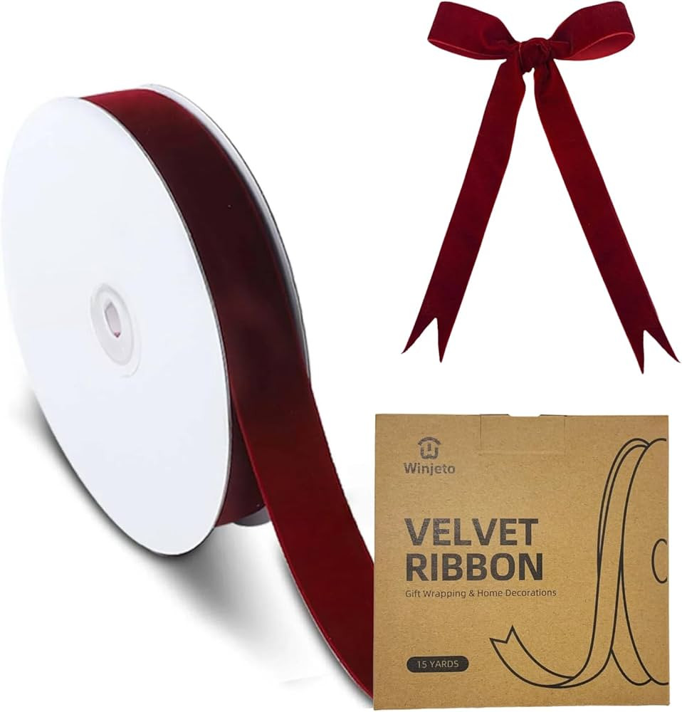 15 Yards Velvet Ribbon 1 Inch Single Face Red Velvet Ribbon Spool Prefect for Wedding, Ribbons fo... | Amazon (US)