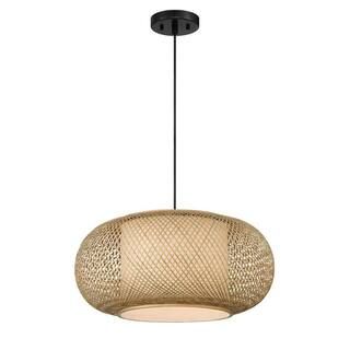 Designers Fountain Luca 1-Light Natural Cane with Black Accents a Hanging Pendant 3660-334 | The Home Depot