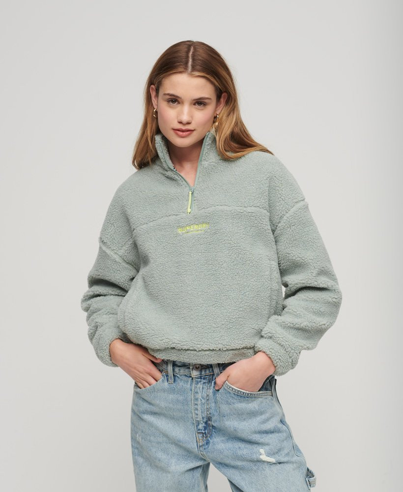 Embroidered Borg Half Zip Teddy Sweatshirt | Superdry (US)