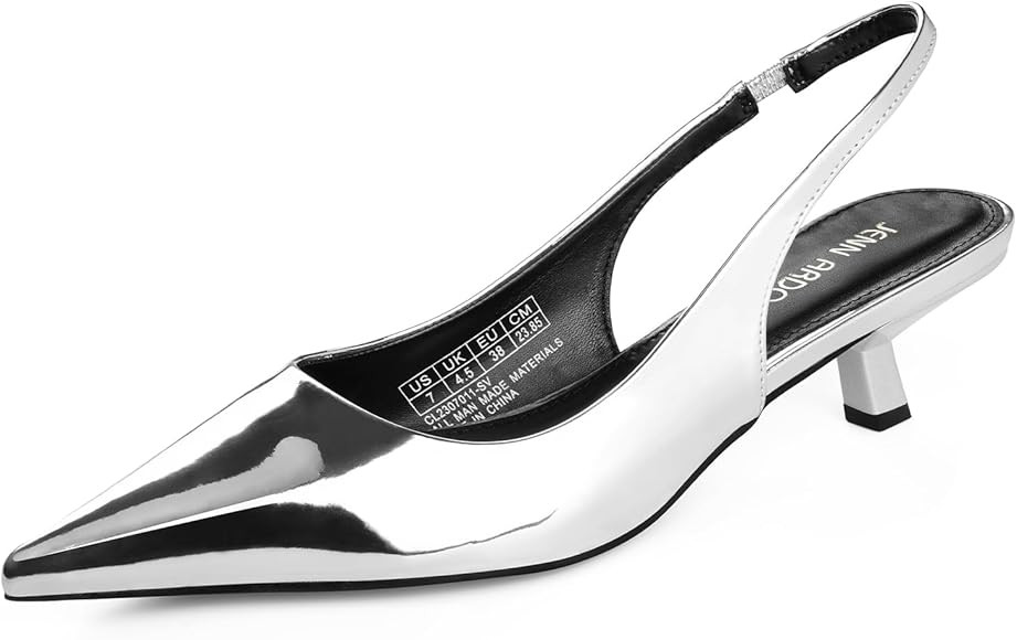 JENN ARDOR Womens Kitten Heels Closed Pointed Toe Elastic Slingback Sexy Low Heels Bridal Wedding... | Amazon (US)