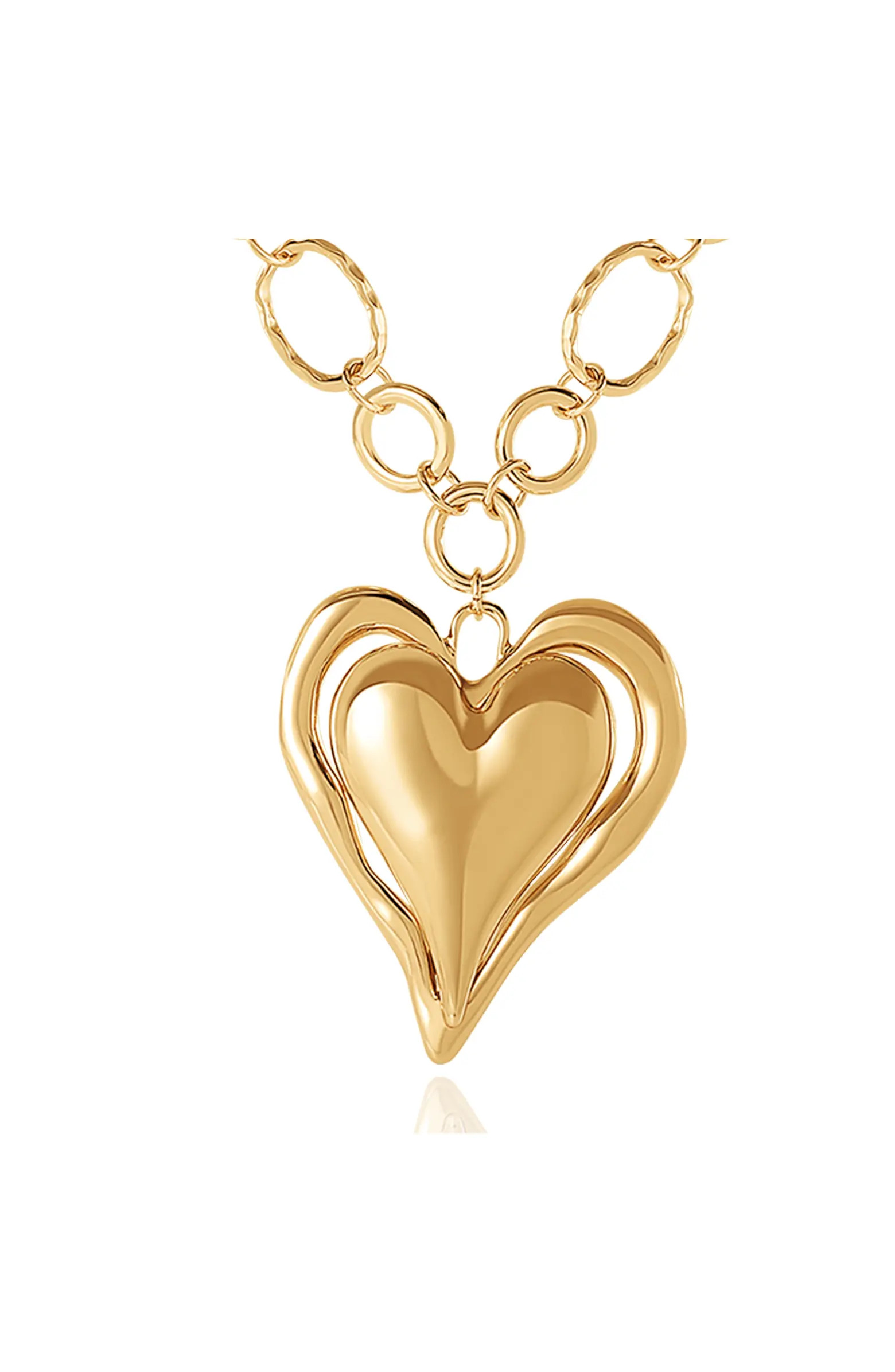 BCBGeneration Linked Chain Heart Pendant Necklace | Nordstrom | Nordstrom