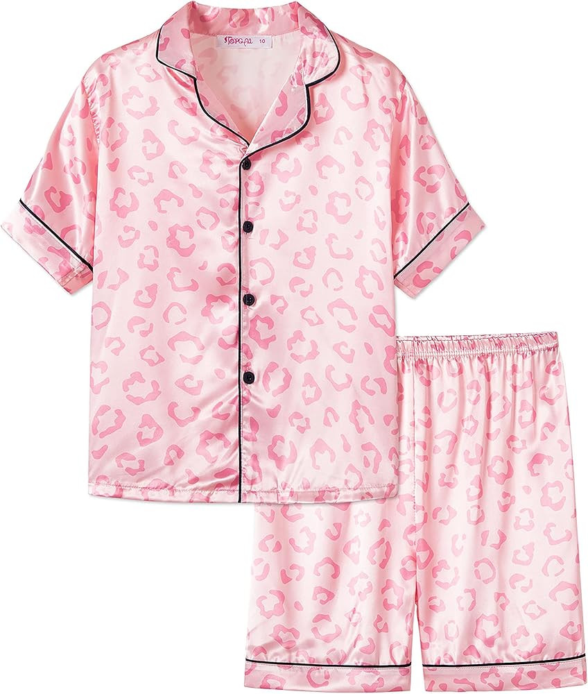 Topgal Satin Pajamas for Girls Coat Style Unicorn & Cat Silky Button Down PJ Set Size 6-16 | Amazon (US)