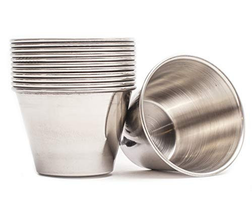 EHOMEA2Z Ramekins Stainless Steel Condiment Sauce Cups, Metal Ramekins, Commercial Grade, Multifunctional, Ideal for All Hot and Cold Sauces, Individual Portion Cups (12, 2.5 oz) | Amazon (US)
