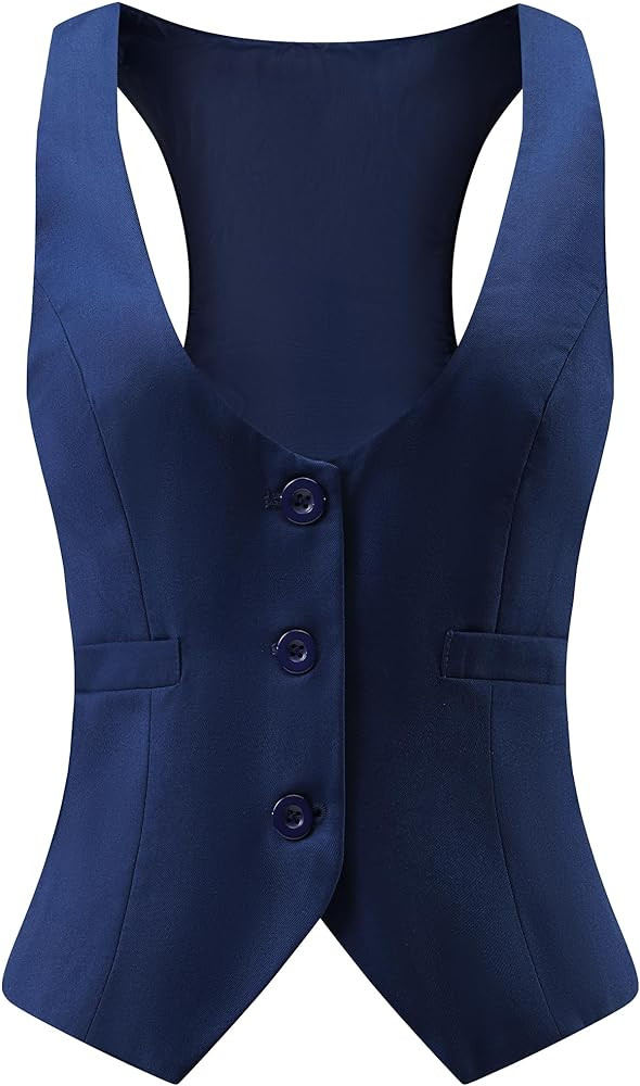 V VOCNI Suit Vest for Women Waistcoat Vest Vintage Steampunk Dressy Casual Racerback Vest Jacket | Amazon (US)