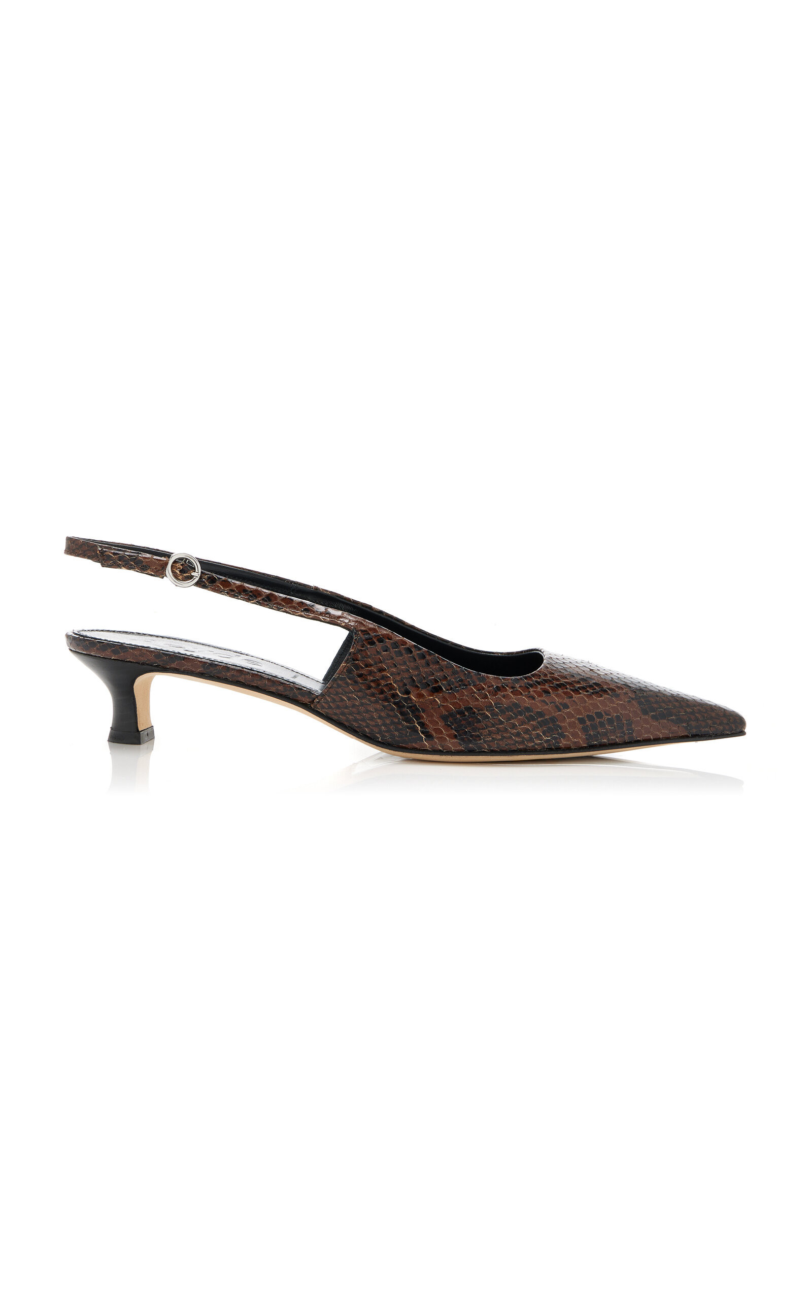 Aeyde - Catrina Snake-Effect Leather Slingback Pumps - Brown - IT 41 - Moda Operandi | Moda Operandi (Global)