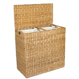 BirdRock Home Honey Seagrass Oversized Divided Hamper with Liners 4602 - The Home Depot | The Home Depot