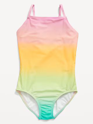 Printed Back-Cutout One-Piece Swimsuit for Girls | Old Navy (US)