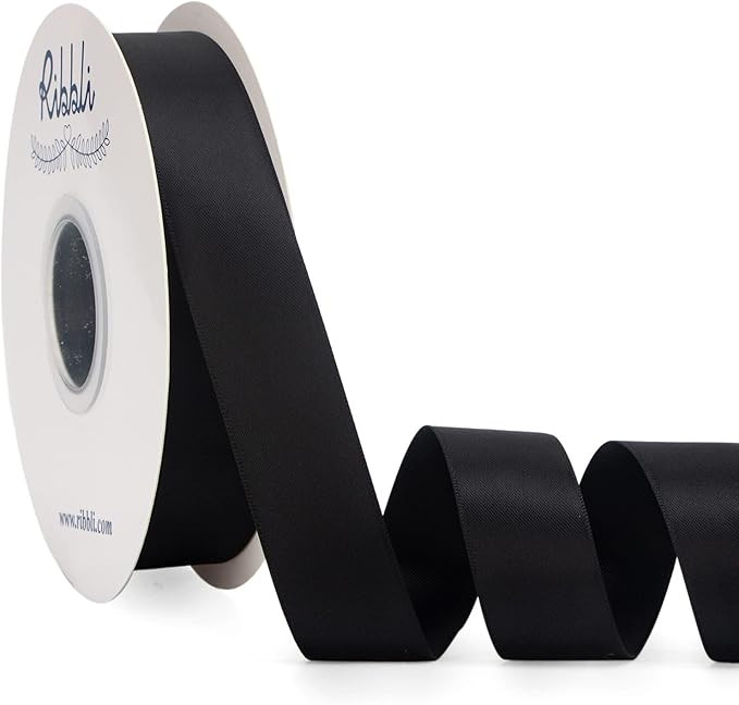 Ribbli Black Satin Ribbon Double Faced Satin 1 inch x Continuous 50 Yards-Black Ribbon for Gift W... | Amazon (US)