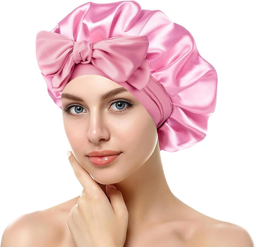 Satin Bonnets for Women Natural Curly Hair, Silk Bonnet for Sleeping, Adjustable Hair Bonnet Hair... | Amazon (CA)