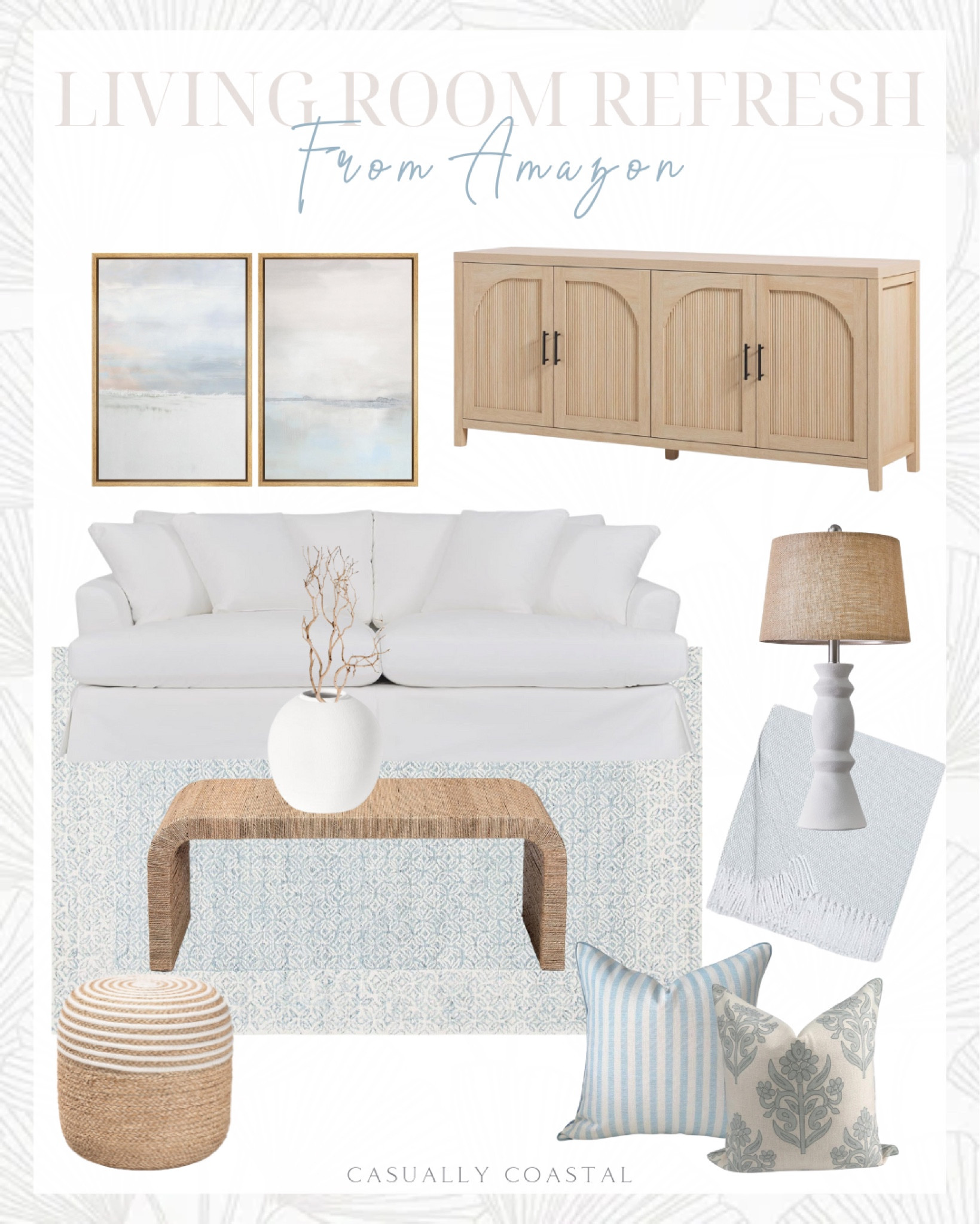 Living Room Refresh From Amazon

Amazon living room decor, coastal living room, neutral living room, Amazon home decor, neutral home decor, Amazon lamp, coastal lamp, Amazon pillows, coastal pillows, Amazon sofa, coastal sofa, 70” reeded sideboard, credenza with doors, white sofa, ceramic table lamps, manzanita tree sand blasted dried, 8x10 rug, blue and ivory rug, canvas print wall art, gray watercolor print, coastal vase, white vase, cotton throw, coastal throw blanket, seersucker throw pillow cover, blue and grey pillow cover, seagrass coffee table, coastal coffee table, seagrass and woven rope ottoman, u-shaped white cloud sectional couch, Amazon couch 

#LTKFindsUnder50 #LTKHome #LTKFindsUnder100