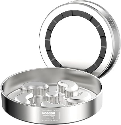 Slow Feeder Dog Bowl, Double Wall Food Grade Stainless Steel, Heavy Duty with Non-Slip Rubber Bas... | Amazon (US)