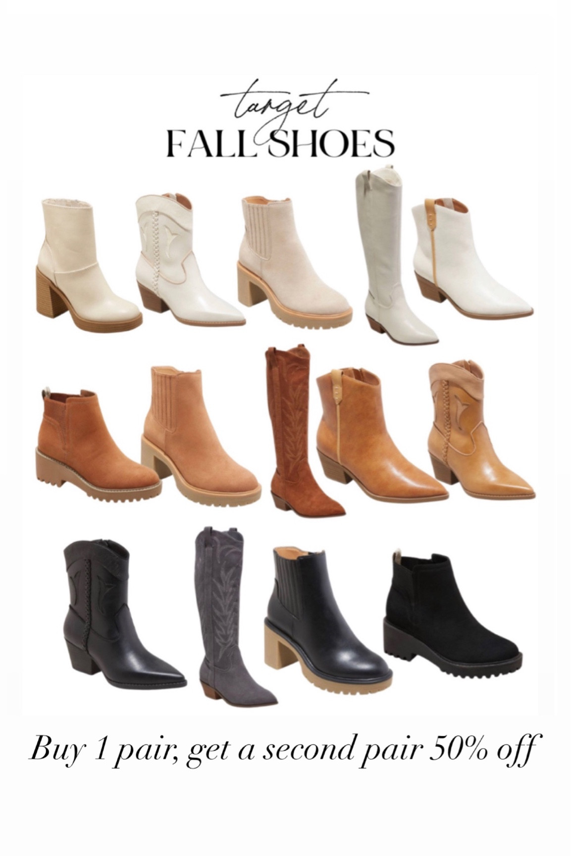 BOGO 50% off! Target boots

Fall boots
Target haul 
Target 
Fall style booties 
Camel 