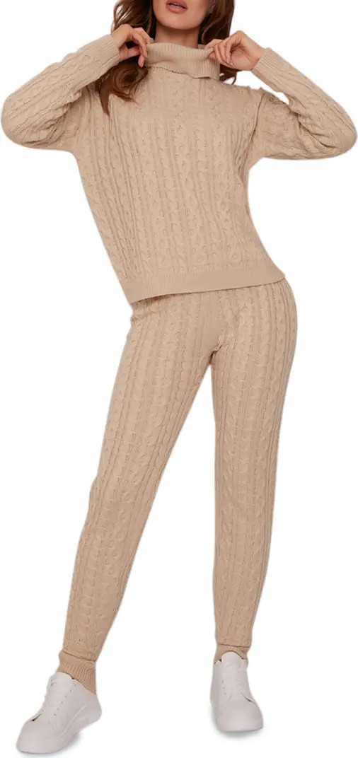 Turtleneck Cable Knit Lounge Set | Nordstrom