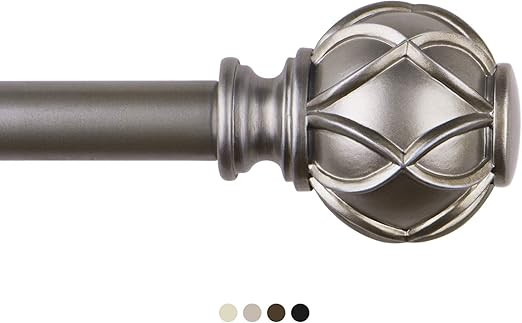 KAMANINA 1 Inch Curtain Rod Single Drapery Rod 72 to 144 Inches, Netted Texture Finials, Antique ... | Amazon (US)