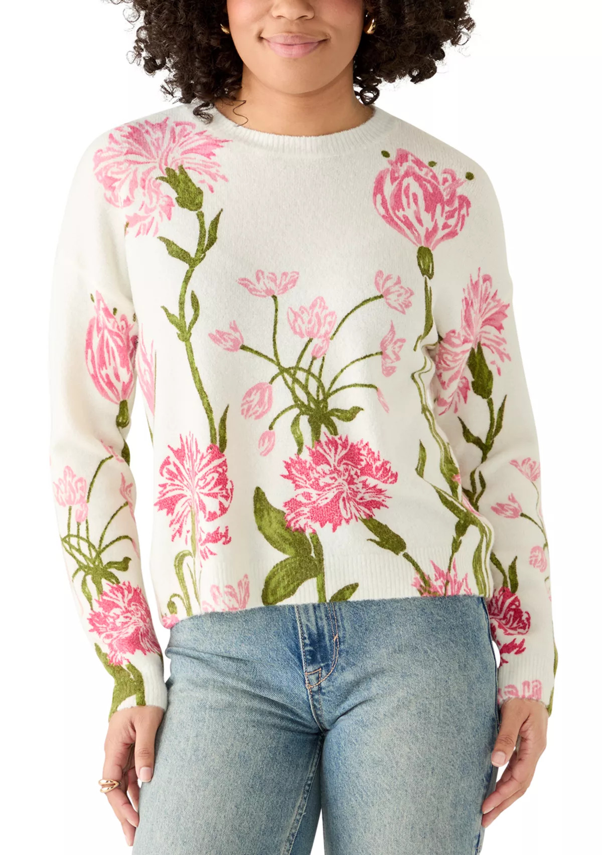 CeCeWomen's Floral Crew Neck Sweater | Belk