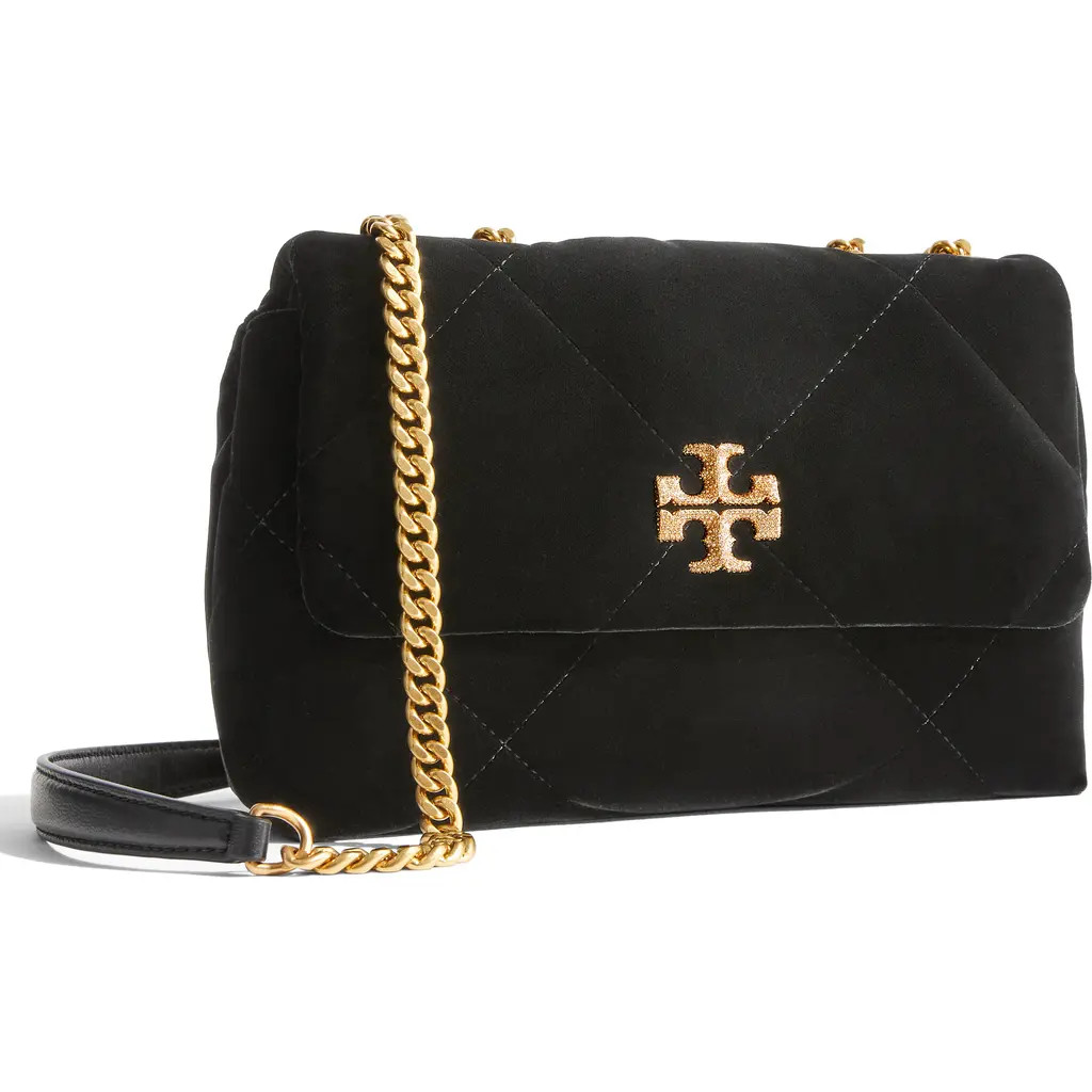 Tory Burch Kira Velvet Quilted Convertible Shoulder Bag in Black at Nordstrom | Nordstrom