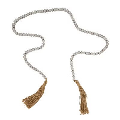 Saro Lifestyle Earthy Elegance Wood Beaded Garland, 72", Silver | Target