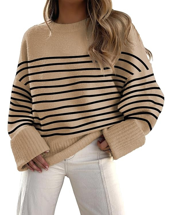 ANRABESS Women's Oversized Sweaters 2025 Long Sleeve Fuzzy Knit Casual Chunky Pullover Sweater Fa... | Amazon (US)
