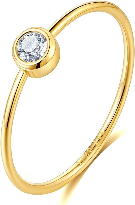 NOKMIT 1mm 14K Gold Filled Rings for Women Girls Thin Gold Ring Dainty Cute Stacking Stackable Th... | Amazon (US)